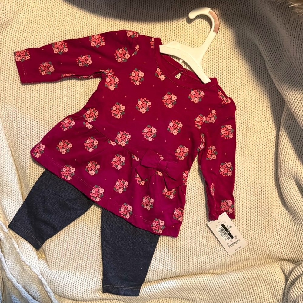 Baby Girl 2-Piece Floral Tunic and Leggings Set - Brand New with Tags